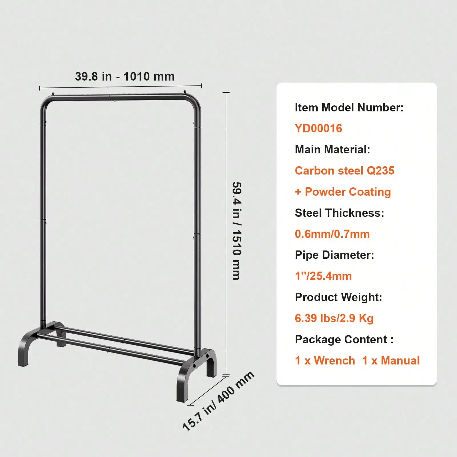 Modern Matte Black Freestanding Clothing Rack with Integrated Shoe & Storage Shelf